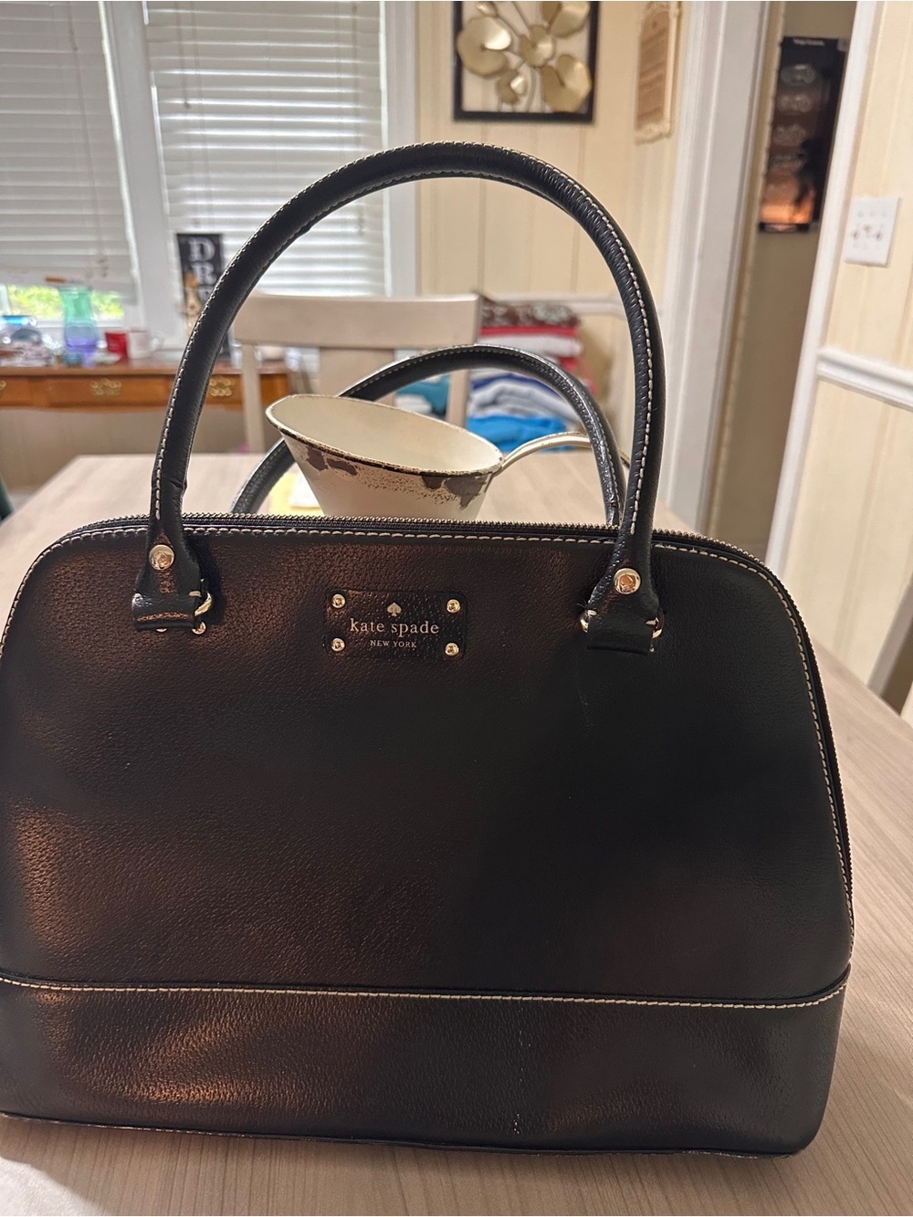 kate spade Black Pebbled Leather Dome Satchel